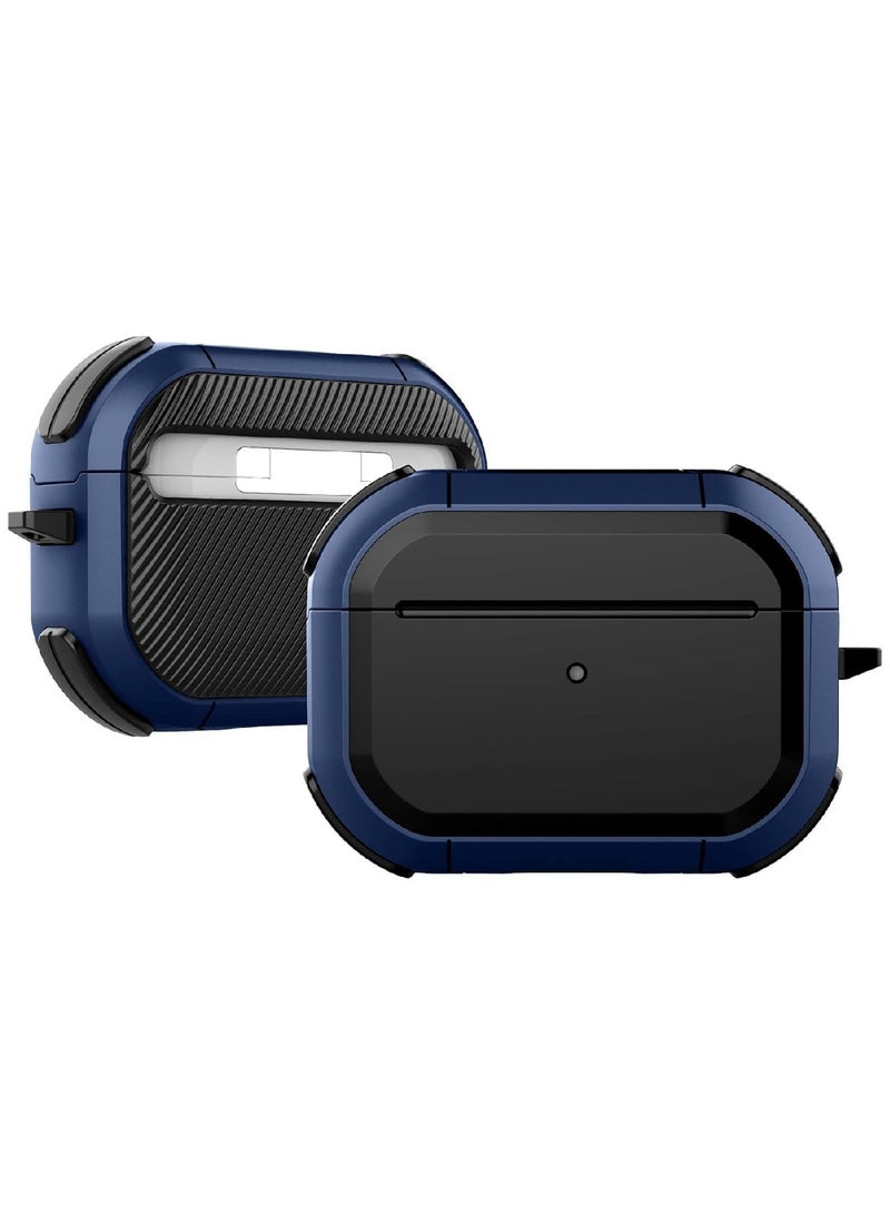 MOBM AirPods Pro Case with Carabiner – Shockproof Protective Cover Black-Blue - Image 2